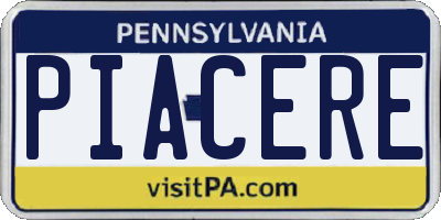 PA license plate PIACERE