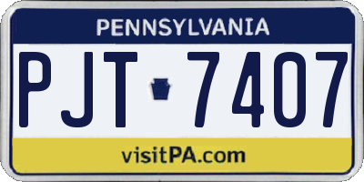 PA license plate PJT7407