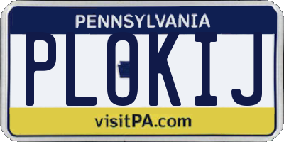 PA license plate PLOKIJ