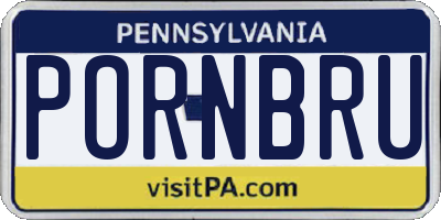 PA license plate PORNBRU