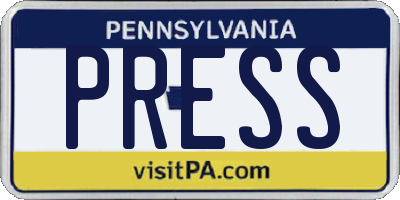 PA license plate PRESS