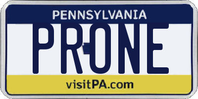 PA license plate PRONE