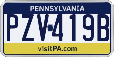 PA license plate PZV419B