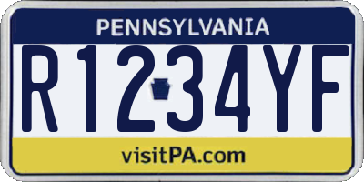 PA license plate R1234YF