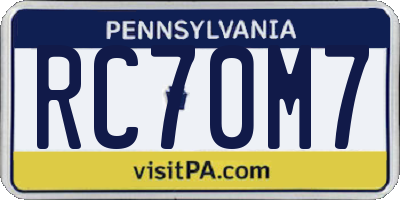 PA license plate RC70M7