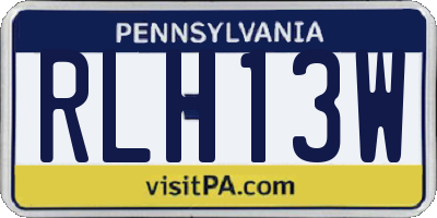 PA license plate RLH13W