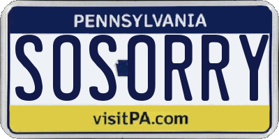 PA license plate SOSORRY