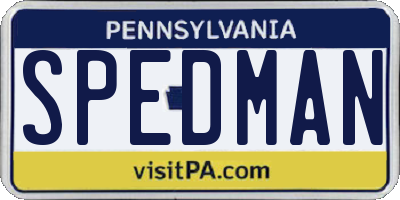 PA license plate SPEDMAN