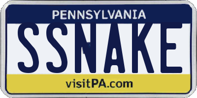 PA license plate SSNAKE