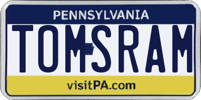 PA license plate TOMSRAM