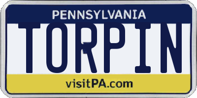 PA license plate TORPIN