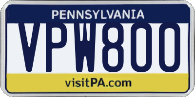 PA license plate VPW800