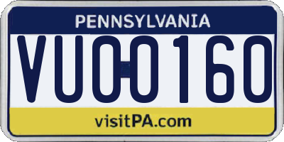 PA license plate VU00160