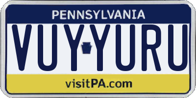 PA license plate VUYYURU