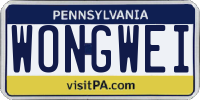 PA license plate WONGWEI