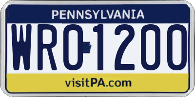 PA license plate WR01200