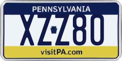 PA license plate XZZ80