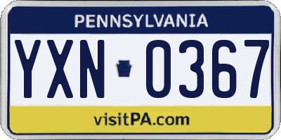 PA license plate YXN0367