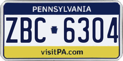 PA license plate ZBC6304
