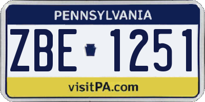 PA license plate ZBE1251