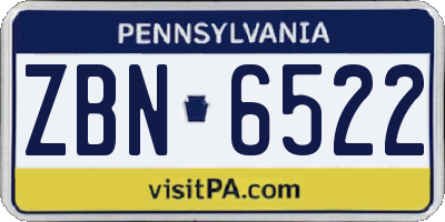 PA license plate ZBN6522