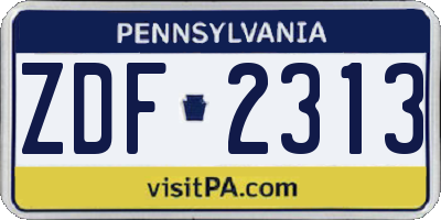 PA license plate ZDF2313