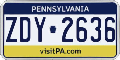 PA license plate ZDY2636