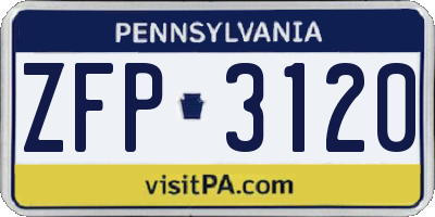 PA license plate ZFP3120