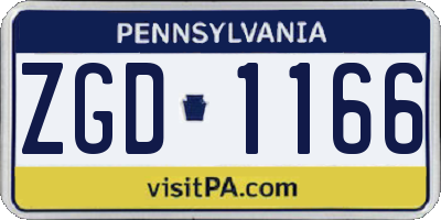 PA license plate ZGD1166