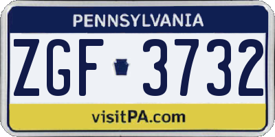 PA license plate ZGF3732