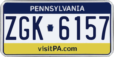 PA license plate ZGK6157