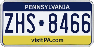 PA license plate ZHS8466