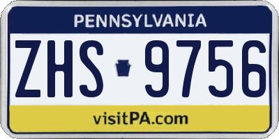 PA license plate ZHS9756