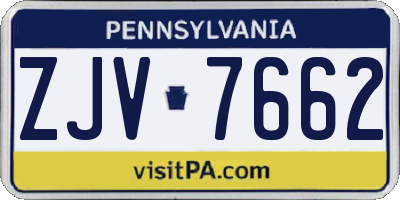 PA license plate ZJV7662