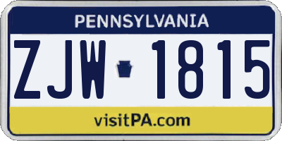 PA license plate ZJW1815