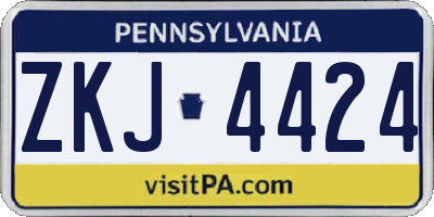 PA license plate ZKJ4424