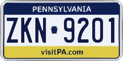 PA license plate ZKN9201