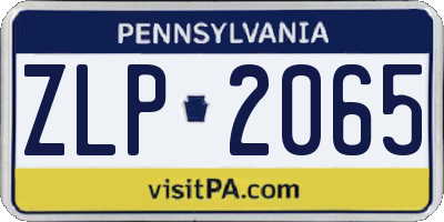 PA license plate ZLP2065