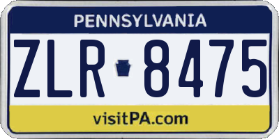 PA license plate ZLR8475