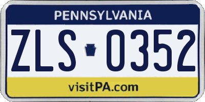 PA license plate ZLS0352
