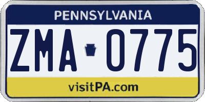 PA license plate ZMA0775