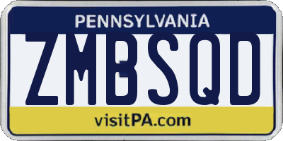 PA license plate ZMBSQD
