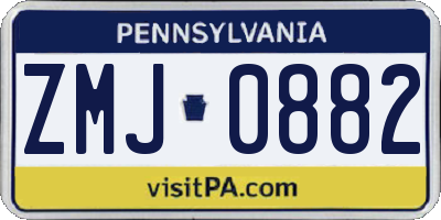 PA license plate ZMJ0882