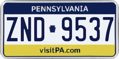 PA license plate ZND9537