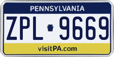 PA license plate ZPL9669