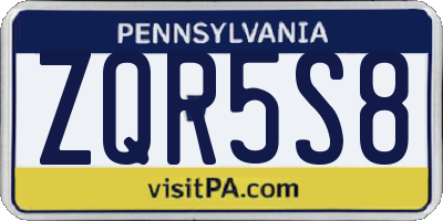 PA license plate ZQR5S8