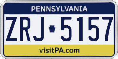 PA license plate ZRJ5157