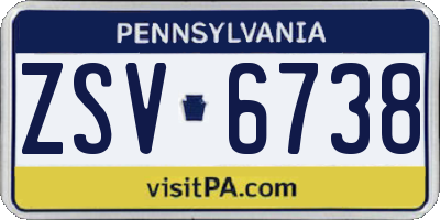 PA license plate ZSV6738