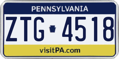 PA license plate ZTG4518