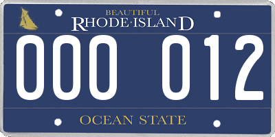 RI license plate 000012